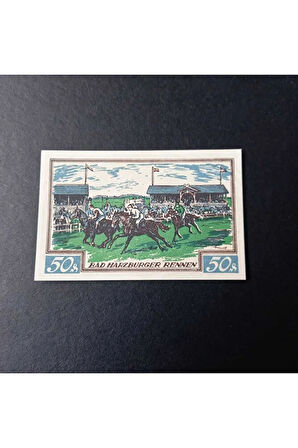 Escoines 3996368f8069caaa1f 1923 GERMAN TRADE CARD HORSE RACING SCENE 50Pf NORTGELD ÇİL