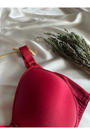 Telsiz Silikon Toparlayıcı Pedsiz Minimizer Sütyen B Cup Bordo