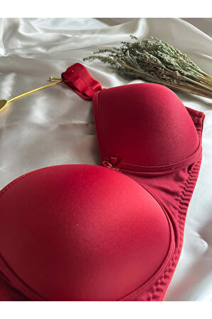Telsiz Silikon Toparlayıcı Pedsiz Minimizer Sütyen B Cup Bordo