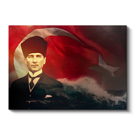 Türk Bayrağı ve Atatürk Silüeti Kanvas Tablo
