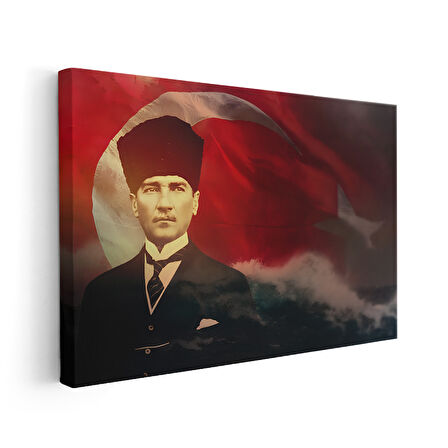 Türk Bayrağı ve Atatürk Silüeti Kanvas Tablo
