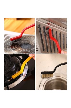 5 Adet Tel Fırça Temizlik Seti – Bakır Demir Sert Plastik Başlı, Gaz Ocak Musluk Köşe Temizleme, Wire Brush Cleaning Set