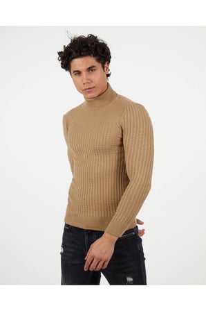 Slim Fit Naturel Pamuk Balıkçı Yaka Kazak Tüylenmeyen Rahat Esnek Dar Kesim Triko Kazak