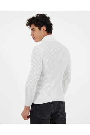 Slim Fit Naturel Pamuk Balıkçı Yaka Kazak Tüylenmeyen Rahat Esnek Dar Kesim Triko Kazak