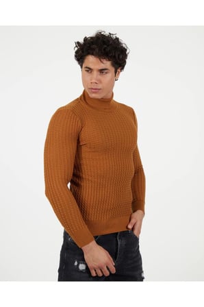 Slim Fit Naturel Pamuk Balıkçı Yaka Kazak Tüylenmeyen Rahat Esnek Dar Kesim Triko Kazak