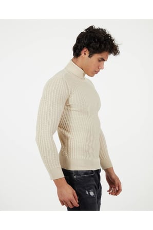 Slim Fit Naturel Pamuk Balıkçı Yaka Kazak Tüylenmeyen Rahat Esnek Dar Kesim Triko Kazak