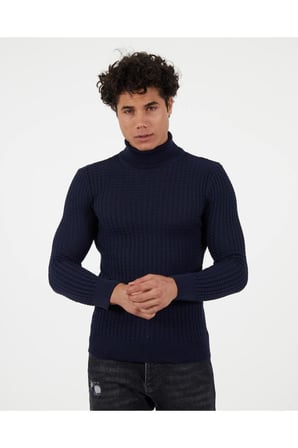 Slim Fit Naturel Pamuk Balıkçı Yaka Kazak Tüylenmeyen Rahat Esnek Dar Kesim Triko Kazak