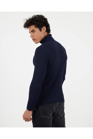 Slim Fit Naturel Pamuk Balıkçı Yaka Kazak Tüylenmeyen Rahat Esnek Dar Kesim Triko Kazak
