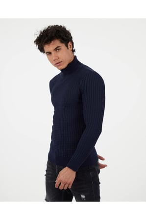 Slim Fit Naturel Pamuk Balıkçı Yaka Kazak Tüylenmeyen Rahat Esnek Dar Kesim Triko Kazak