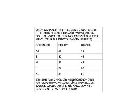 Mavi Bisiklet Yaka Bluz Darkalıp Ribana Kumaş Parmak Detaylı Basic Body