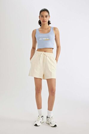 DeFactoFit NBA Los Angeles Lakers Cropped Fit Bisiklet Yaka Ribana Atlet C4914AX24SMBE571