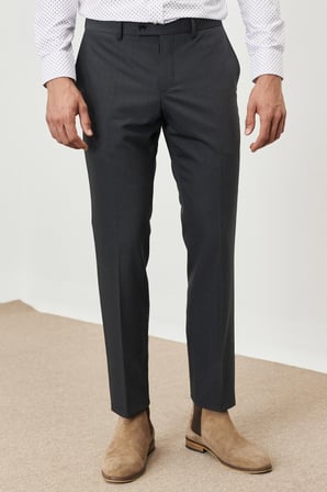Erkek Koyu Gri Slim Fit Dar Kesim Mono Yaka Kareli Takım Elbise