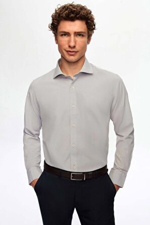 Ds Damat Slim Fit Gri İtalyan Yaka Gömlek 2HF02ORT5185 2HF02ORT5185