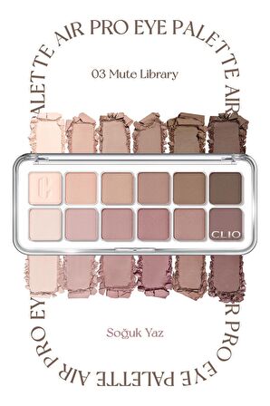 Hafif Dokulu Yoğun Renklere Sahip Göz Farı Paleti Clio Pro Eye Palette Air (03 Mute Library)