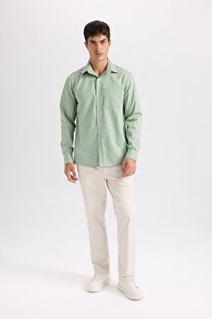 DeFacto Regular Fit Polo Yaka Gabardin Uzun Kollu Gömlek D4934AX24AUKH434