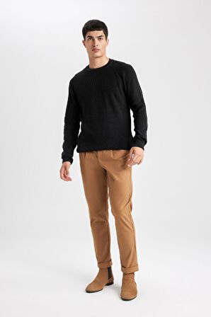 DeFacto Standart Fit Normal Kesim Bisiklet Yaka Basic Düz Triko Kazak A8458AX24SPBK27