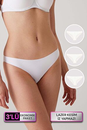 Kadın 3'lü Ekonomik Paket Siyah 2835 Iz Belli Etmeyen Külot (AĞ KISMI PAMUKLU)