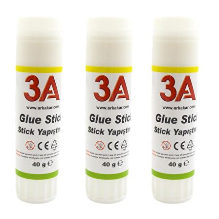 3A Glue Stick Yapıştırıcı 40 gr Kod:904 3 Adet