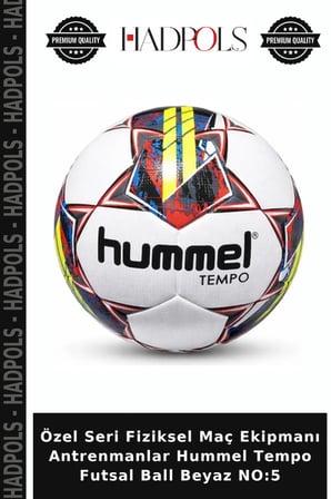 Özel Seri Fiziksel Maç Ekipmanı Antrenmanlar Hummel Tempo Futsal Ball Beyaz NO:5