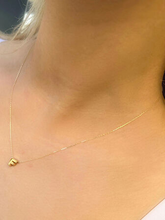 14 Ayar Altın 3 Boyutlu F Harfli Kolye