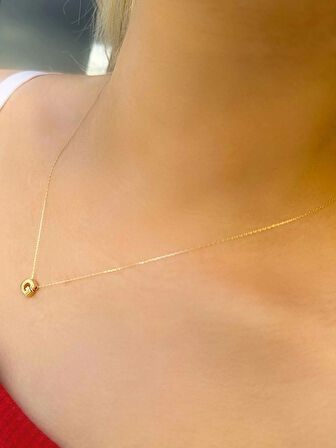 14 Ayar Altın 3 Boyutlu G Harfli Kolye