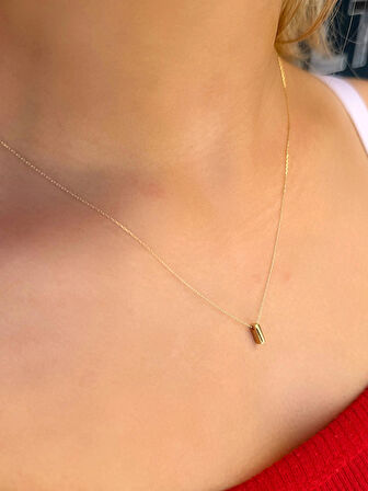 14 Ayar Altın 3 Boyutlu I Harfli Kolye