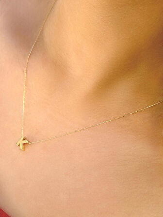 14 Ayar Altın 3 Boyutlu K Harfli Kolye