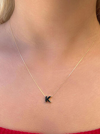 14 Ayar Altın 3 Boyutlu K Harfli Kolye