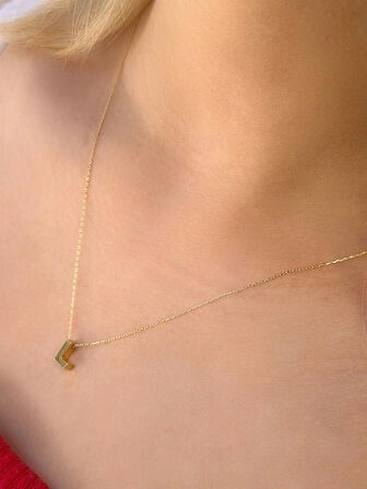 14 Ayar Altın 3 Boyutlu L Harfli Kolye