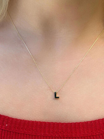 14 Ayar Altın 3 Boyutlu L Harfli Kolye