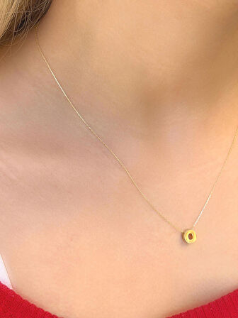 14 Ayar Altın 3 Boyutlu O Harfli Kolye