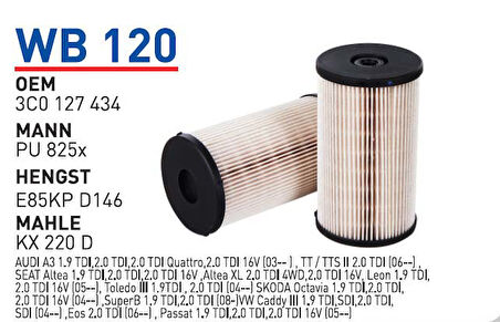 YAKIT FİLTRESİ VOLKSWAGEN CADDY Y.M - PASSAT Y.M 0 3C0127434WUN