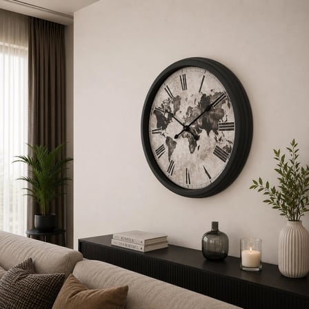 Siyah Atlas 60 x 60 Cm Metal Duvar Saati iegxx