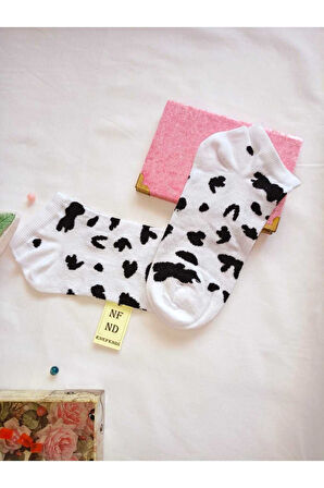 3 ÇİFT DİKİŞSİZ PATİK ÇORAP PAMUKLU KISA KONÇ DESENLİ KADIN ÇORABI 36-40 BEYAZ SİYAH