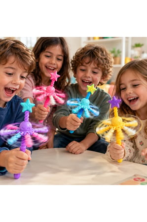 Dönen Ahtapot Çocuk Oyuncağı – Sürpriz Renkli Eğlenceli El Oyuncağı, 32 cm