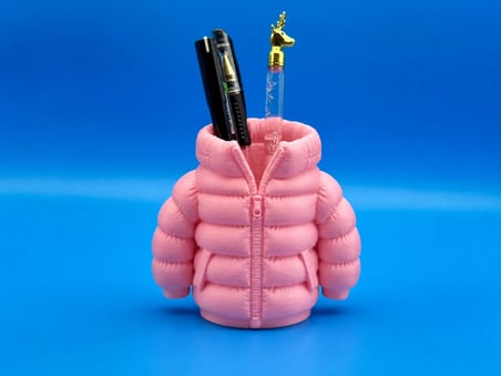3D Baskı Şişme Mont Kalemlik - Masaüstü Organizer-Pembe