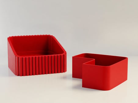 3D Baskı Fıstık Kasesi - Çift Hazneli Kabuk Ayırıcı Sunum Kasesi - Kırmızı Kırmızı