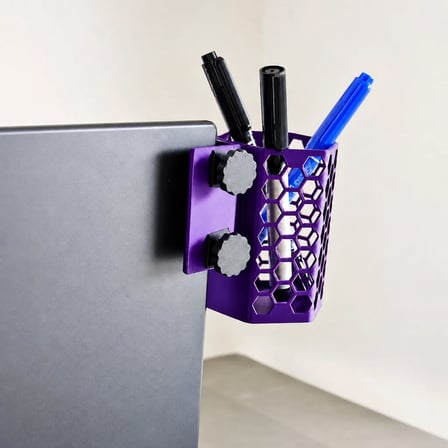 3D Baskı Monitor Kalemlik - Petek Desenli Laptop Kenar Altıgen Kalemlik-Mor