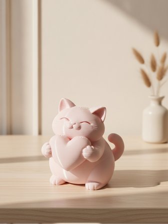Kalp Tutan Kedi Sevgililer Günü Hediyeliklik Dekoratif 8 Cm - Dekoratif Biblo ve 3D 8cm