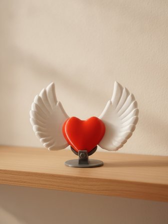 Sevgililer Günü Hediyeliklik Dekoratif Kanatlı Kalp - Dekoratif Biblo ve 3D Maket Obje