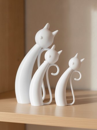 Dekoratif Sevimli Kediler 3'lü - Dekoratif Biblo ve 3D Maket Obje 10cm