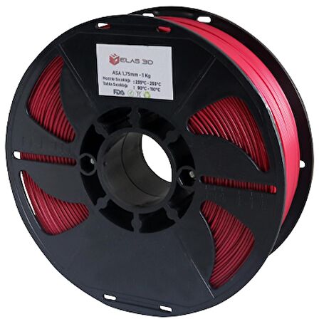 ELAS ASA Kırmızı Filament 1.75mm 1kg Kırmızı / Tek Ebat