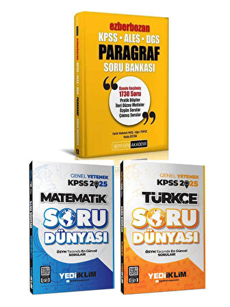 Pegem 2025 Ezberbozan KPSS Paragraf Soru ve Yediiklim KPSS Soru Dünyası Matematik+Türkçe Soru 3 Lü