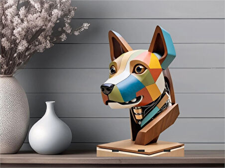3D Ayaklı Ahşap Robot Köpek Fotoğraf Baskı
