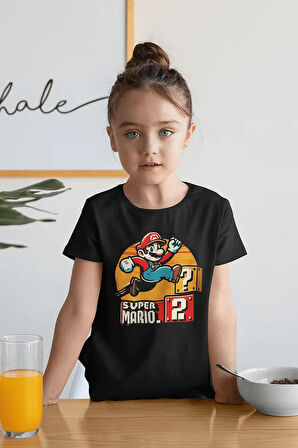 Süper Mario Baskılı Unisex Oyun Çocuk Tişört (1-12 YAŞ)