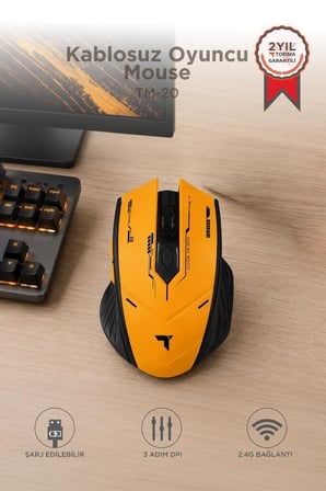 Gümüş Renk Aksesuar Oyun Faresi Mouse Çift Modlu Sessiz Kablosuz Oyuncu Fare TM20