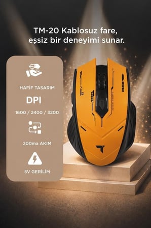 Gümüş Renk Aksesuar Oyun Faresi Mouse Çift Modlu Sessiz Kablosuz Oyuncu Fare TM20