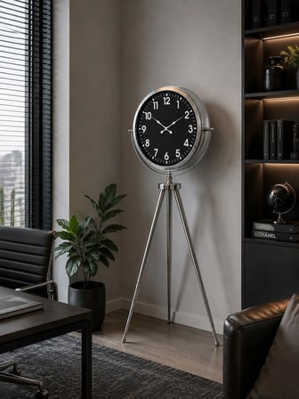 Krom Regal Sılver 150 x 45 Cm Metal Duvar Saati iegxx