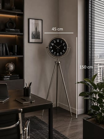 Krom Regal Sılver 150 x 45 Cm Metal Duvar Saati iegxx