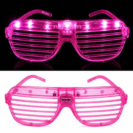 LED Işıklı Panjur Parti Gözlüğü Pembe Renk Shutter Gözlük (5671) gotlthmngoxx